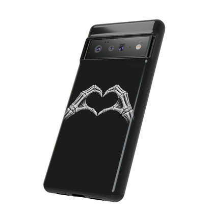 Skeleton Hands Heart Phone Case | Gothic Black Protective Cover