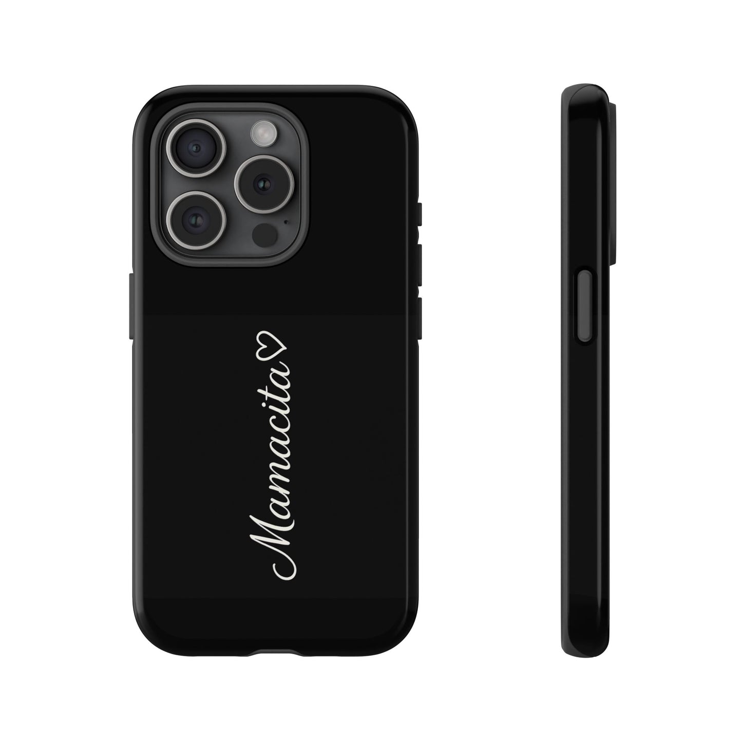 Mamacita Script Phone Case | Minimal Black Tough Case | Sleek Aesthetic Cover