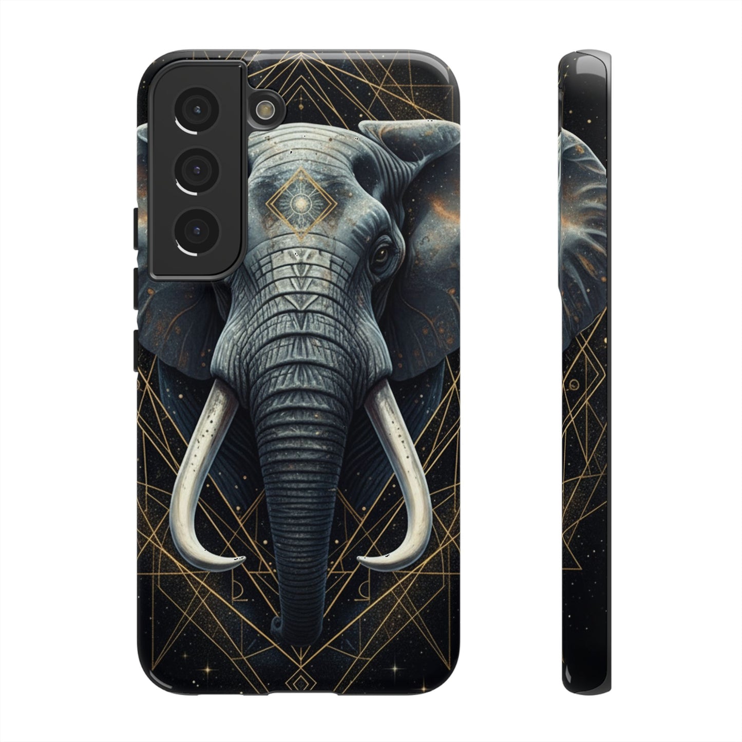 Elephant Mandala Phone Case – Black and Gold Spiritual Elephant Tough Protective Case
