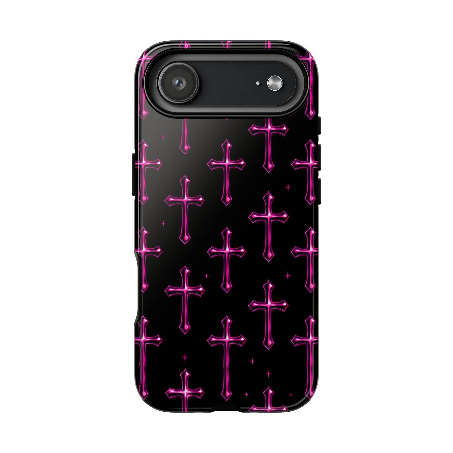 Neon Pink Cross Pattern Phone Case | Tough Protective Case for Iphone, Samsung Galaxy and Pixel