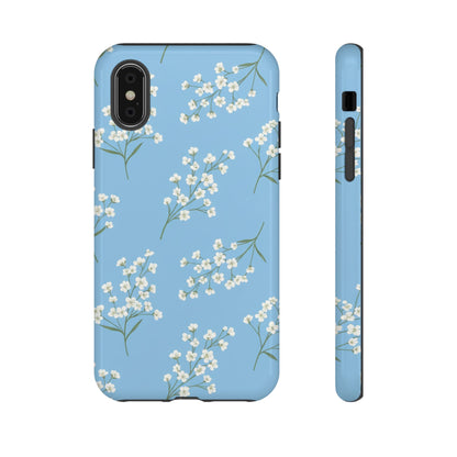 Baby’s Breath Floral Phone Case | Minimal Blue Flower Tough Case