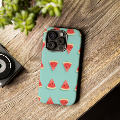 Watermelon Phone Case – Pastel Blue Summer Fruit Tough Case (iPhone, Samsung, Pixel)