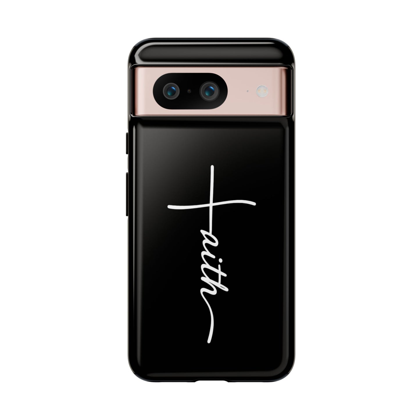 Faith Cross Phone Case, Christian Aesthetic Minimalist Black Matte Case, Religious Gift iPhone Samsung Cover