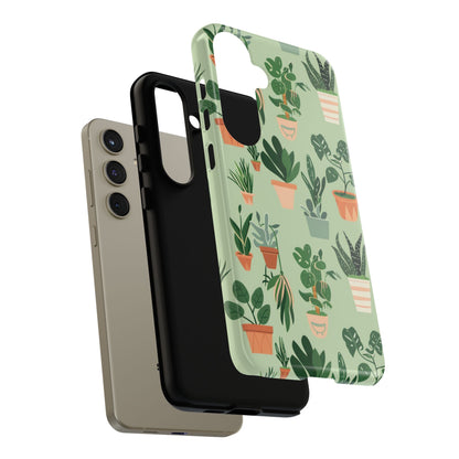 Plant Lover Phone Case | Cute Potted Plants Pattern | Botanical Aesthetic Tough Case