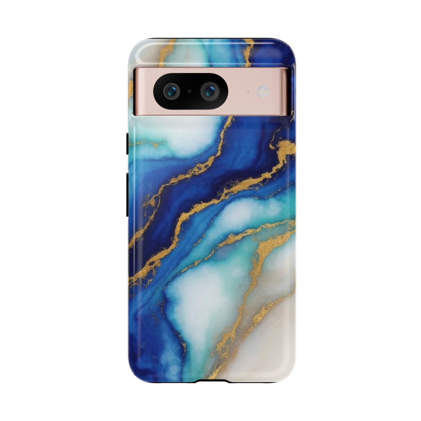Blue & Gold Marble Phone Case – Luxury Resin Art Tough Case (iPhone, Samsung, Pixel)