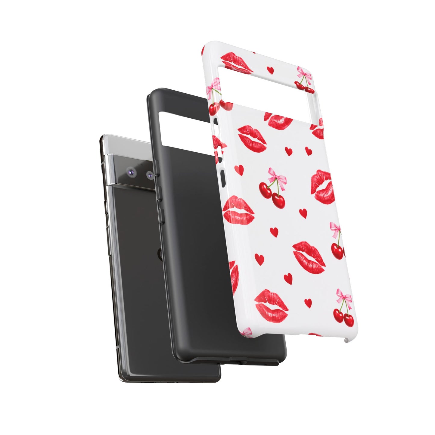 Red Lips & Cherry Phone Case – Y2K Retro Aesthetic Tough Cover