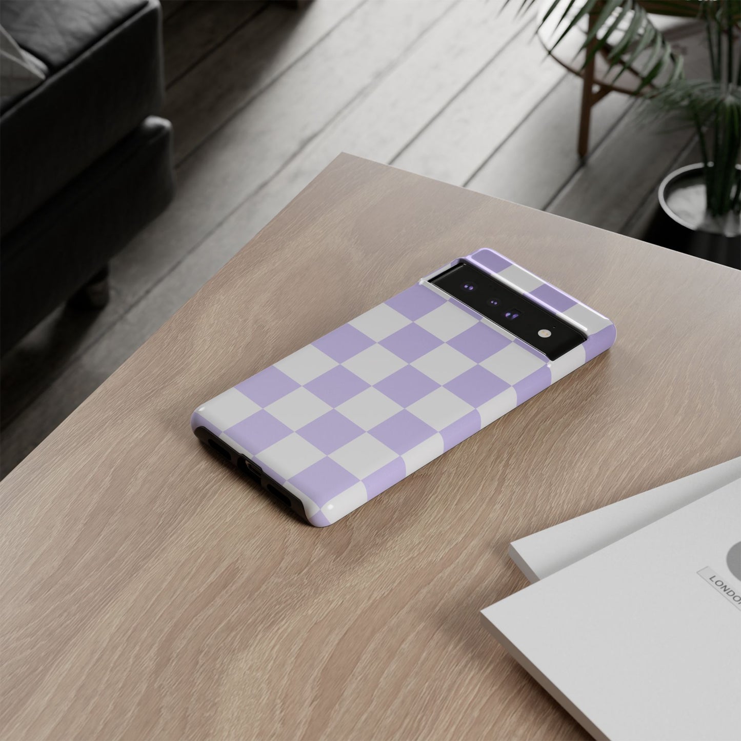 Lavender Checkerboard Phone Case | Pastel Aesthetic Checkered iPhone & Samsung Tough Case