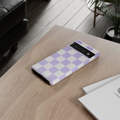 Lavender Checkerboard Phone Case | Pastel Aesthetic Checkered iPhone & Samsung Tough Case