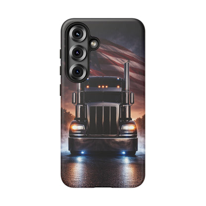 Semi Truck Phone Case American Flag Big Rig Trucker Gift iPhone Samsung
