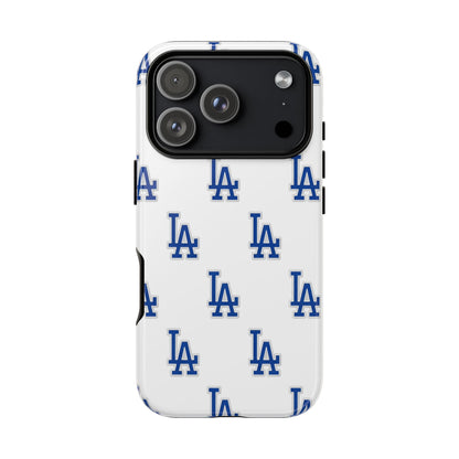 Blue LA Monogram Pattern Phone Case | Minimal Baseball Inspired Tough Cover