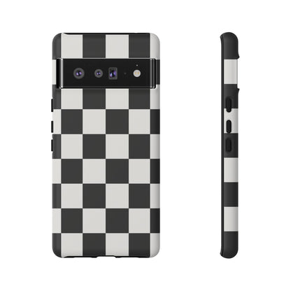 Black & White Checkerboard Phone Case – Classic Aesthetic Tough Protective Case