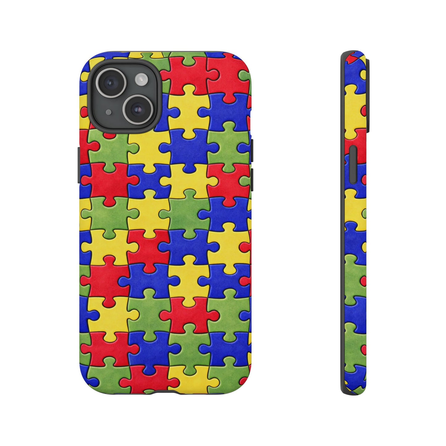Colorful Puzzle Phone Case, Autism Awareness Jigsaw Design, Tough Protective Case, iPhone & Samsung Case, Vibrant Puzzle Pattern