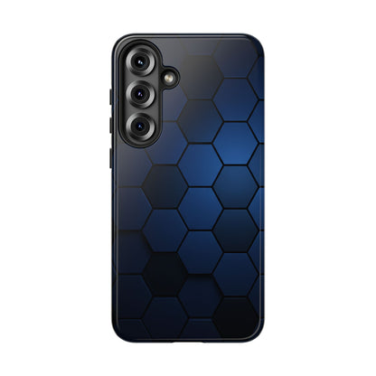 Blue Hexagon Gradient Phone Case | Honeycomb Geometric Tech Aesthetic | Minimalist Tough Case for iPhone & Samsung