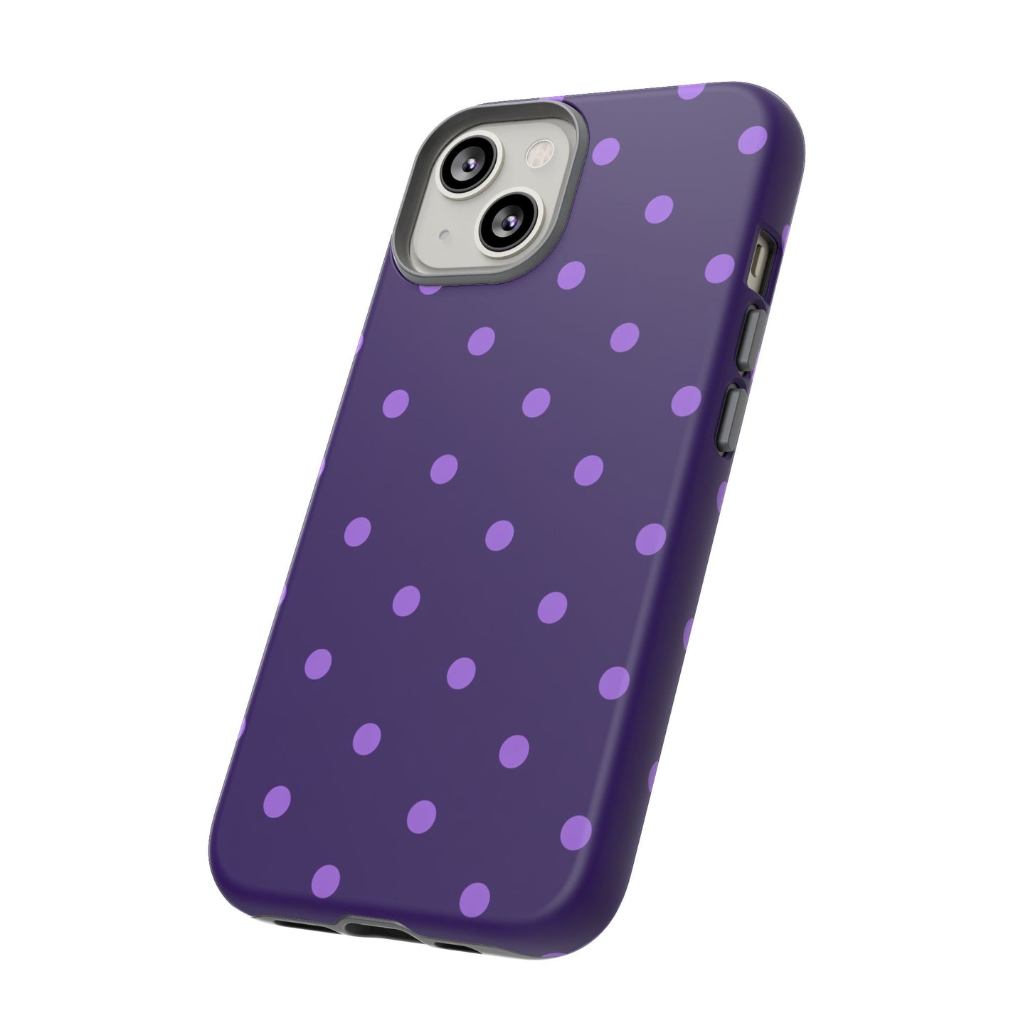 Purple Polka Dot Tough Phone Case – Cute Stylish Durable Protective Cover for Iphone, Samsung Galaxy and Pixel