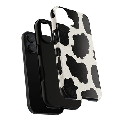 Black & White Cow Print Phone Case | Western Aesthetic iPhone & Samsung Tough Case