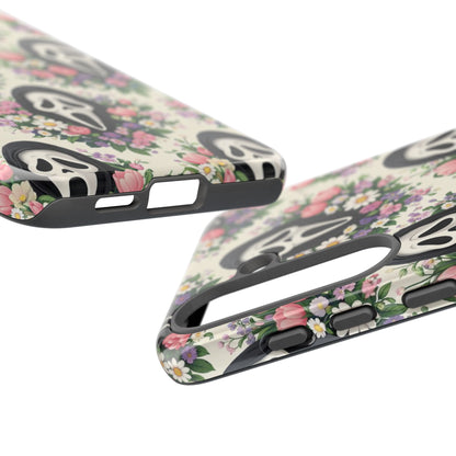 Floral Ghost Face Aesthetic Phone Case – Cute Spooky Tough Cover