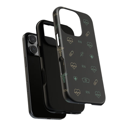 RN Nurse Phone Case – Minimal Medical Icon Pattern Healthcare Worker Tough Case
