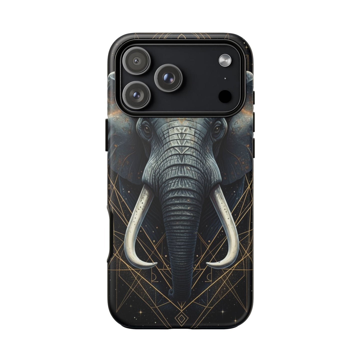 Elephant Mandala Phone Case – Black and Gold Spiritual Elephant Tough Protective Case