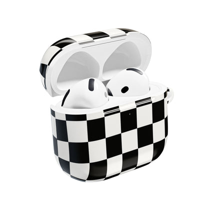 Checkerboard AirPod Case – Black & White Retro Pattern