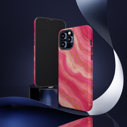 Pink Marble Phone Case | Rose Gold Swirl Aesthetic Tough Protective Case