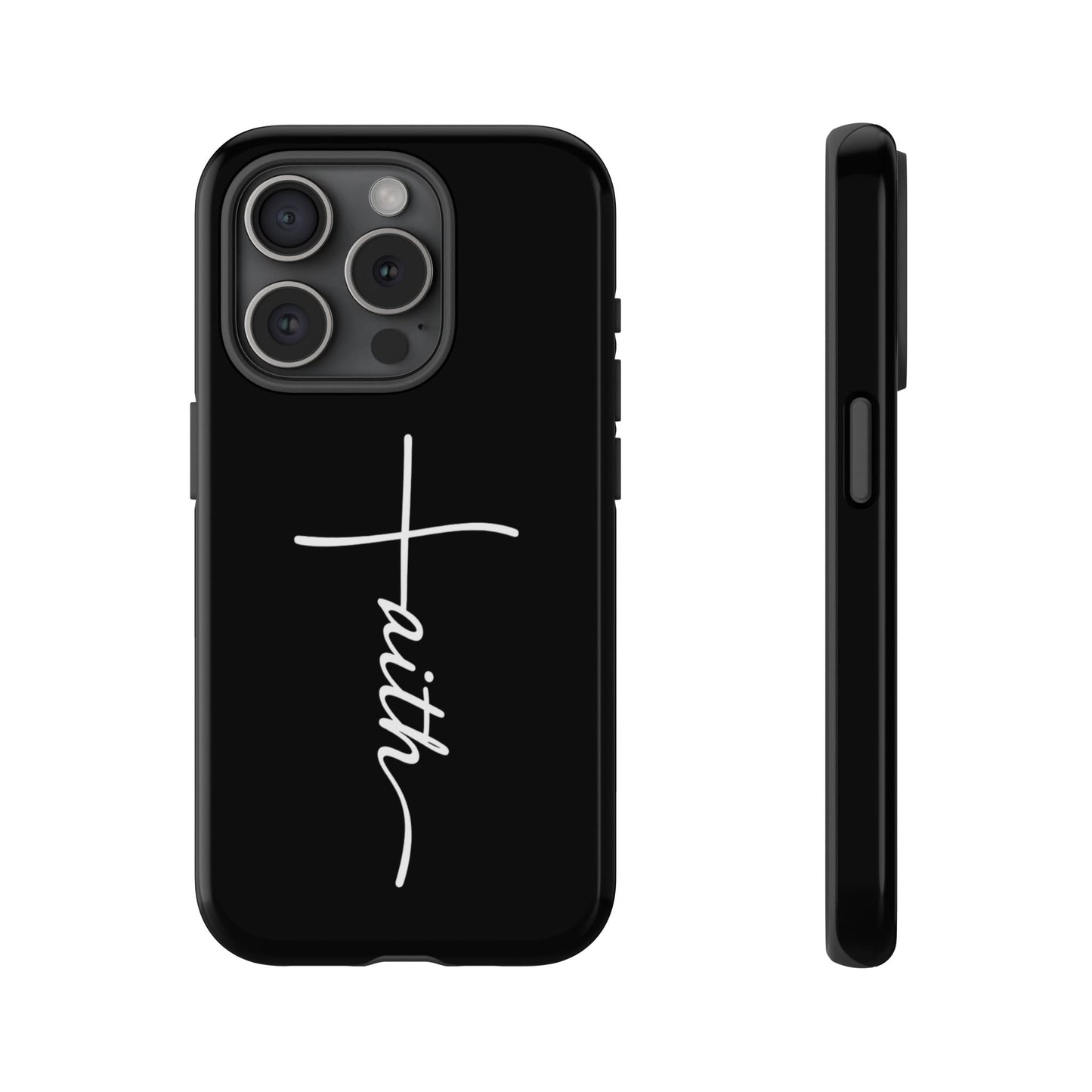 Faith Cross Phone Case, Christian Aesthetic Minimalist Black Matte Case, Religious Gift iPhone Samsung Cover