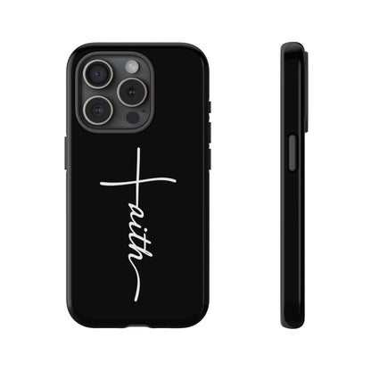 Faith Cross Phone Case, Christian Aesthetic Minimalist Black Matte Case, Religious Gift iPhone Samsung Cover