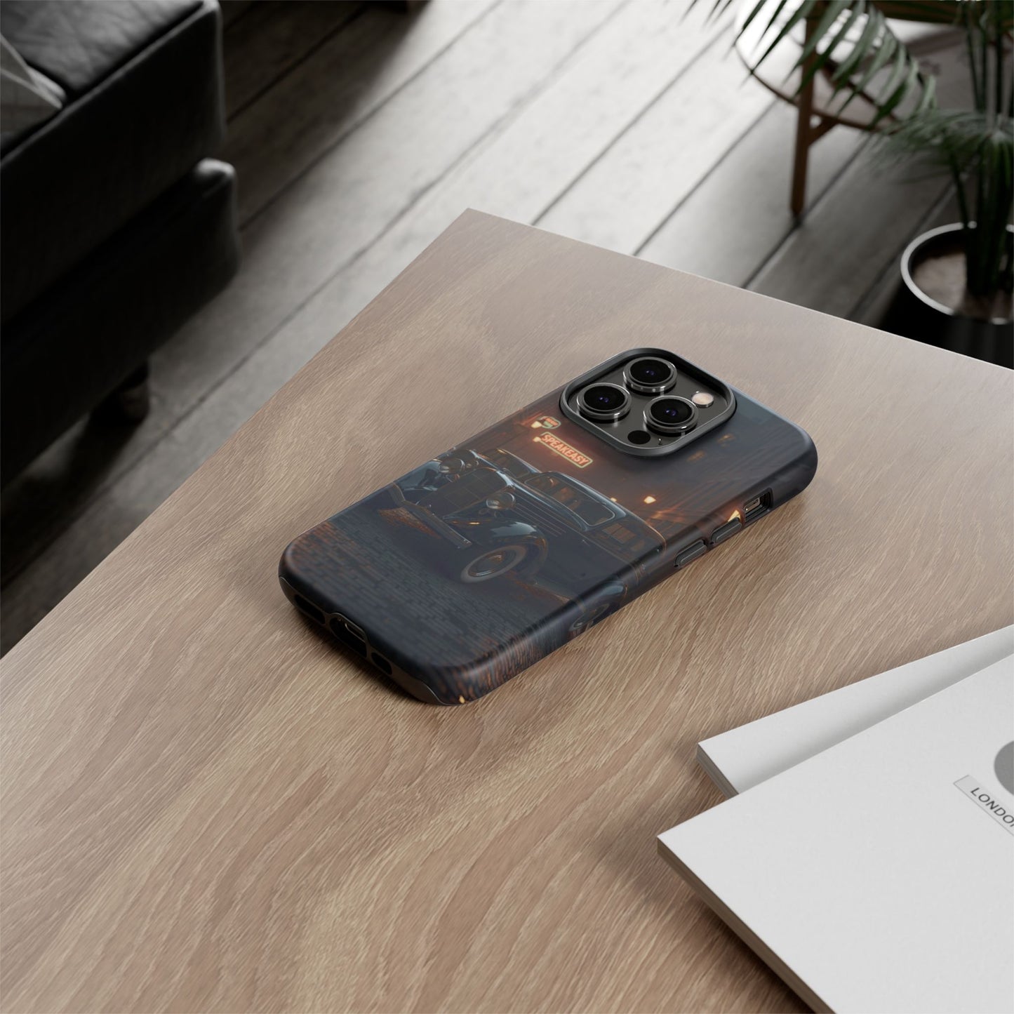 Vintage Classic Car Phone Case | Retro Noir Aesthetic | 1930s Street Scene Tough Case for iPhone & Samsung