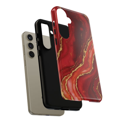 Red Agate Marble Phone Case with Gold Veins – Luxury Tough iPhone & Samsung Case