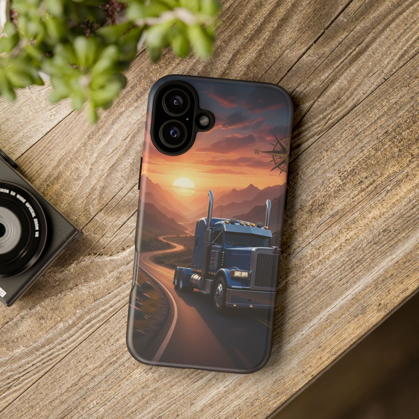 Semi Truck Sunset Phone Case | Trucker Gift | Diesel Truck Highway Road iPhone & Samsung Tough Protective Case