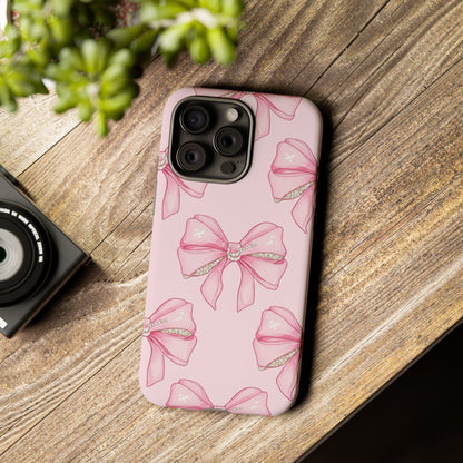 Pink Bow Pattern Phone Case | Coquette Aesthetic Tough Protective Case