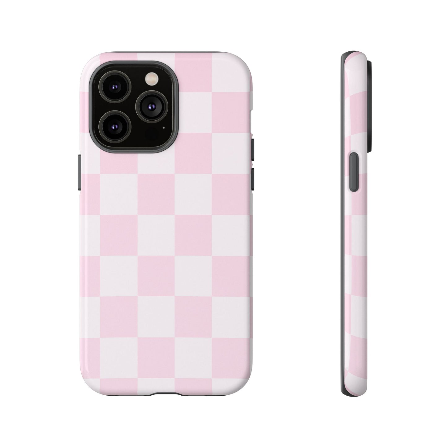 Light Pink Checkerboard Phone Case | Pastel Aesthetic Checkered iPhone & Samsung Tough Case