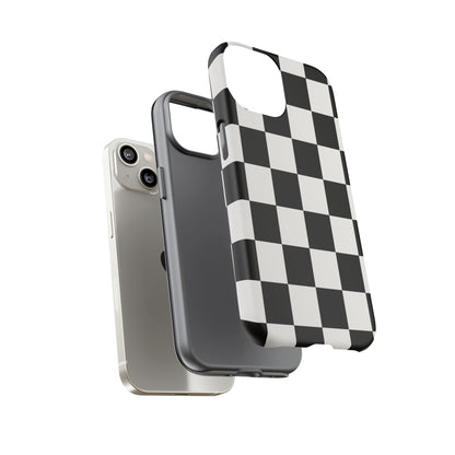 Black & White Checkerboard Phone Case – Classic Aesthetic Tough Protective Case for Iphone, Samsung Galaxy and Pixel