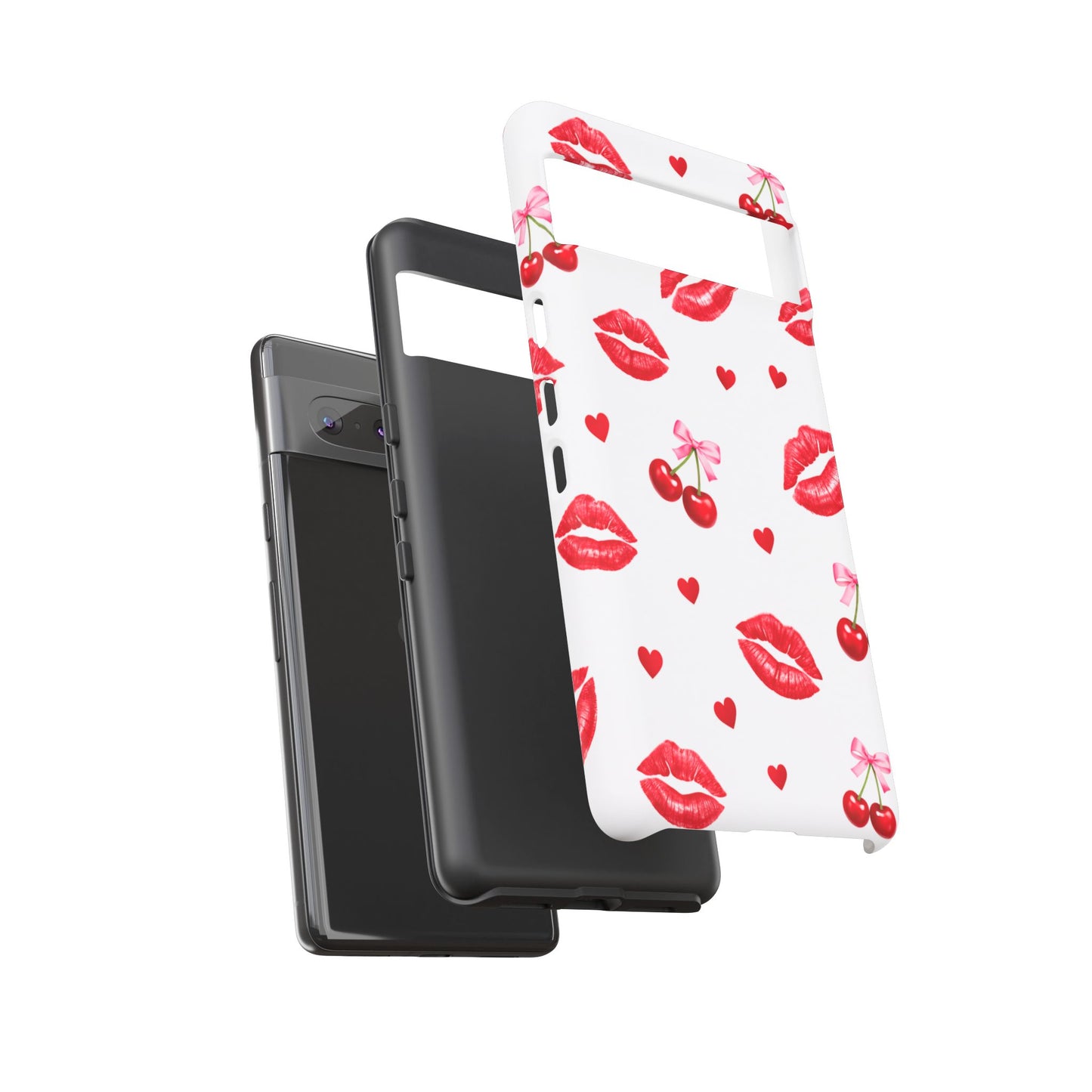 Red Lips & Cherry Phone Case – Y2K Retro Aesthetic Tough Cover