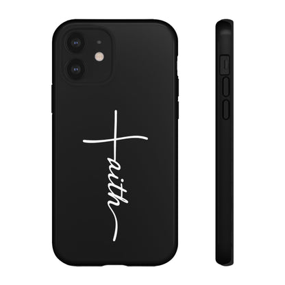 Faith Cross Phone Case, Christian Aesthetic Minimalist Black Matte Case, Religious Gift iPhone Samsung Cover