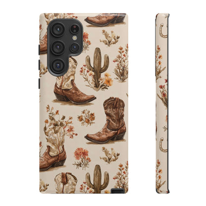 Cowboy Boots Western Phone Case Rustic Cowgirl Cactus Floral iPhone Samsung Pixel