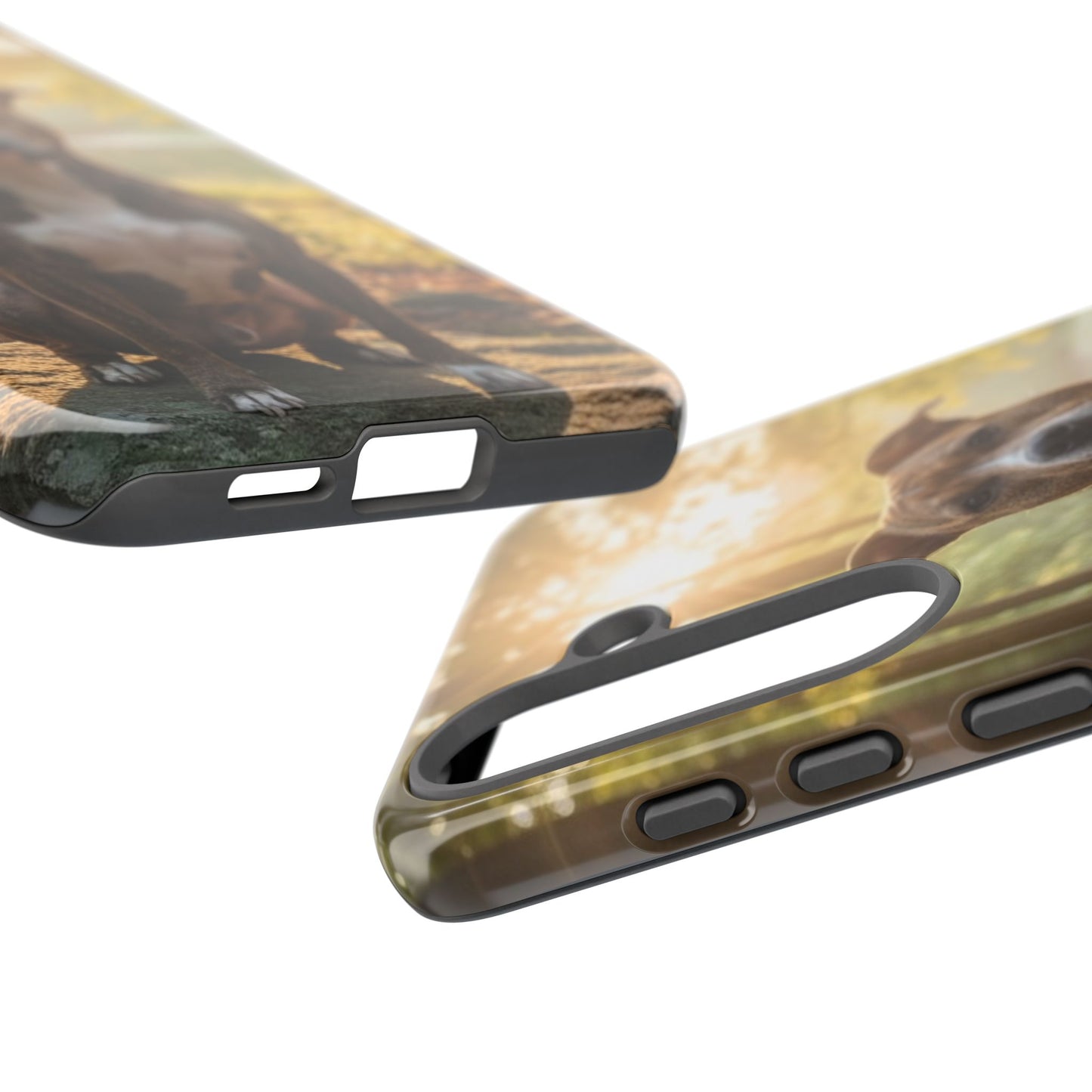 Pitbull Portrait Phone Case | Dog Lover Tough Case, Sunset Forest