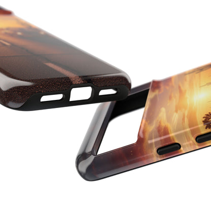 Route 66 Sunset Desert Highway Phone Case – Road Trip Travel Aesthetic Tough Case