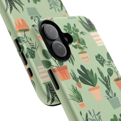 Plant Lover Phone Case | Cute Potted Plants Pattern | Botanical Aesthetic Tough Case