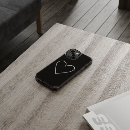 Minimal Hand-Drawn Heart Clear Phone Case | Aesthetic Clear Protective Case