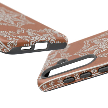 Talavera Terracotta Phone Case | Mexican Floral Pattern iPhone & Samsung Tough Case | Boho Clay Aesthetic Cover