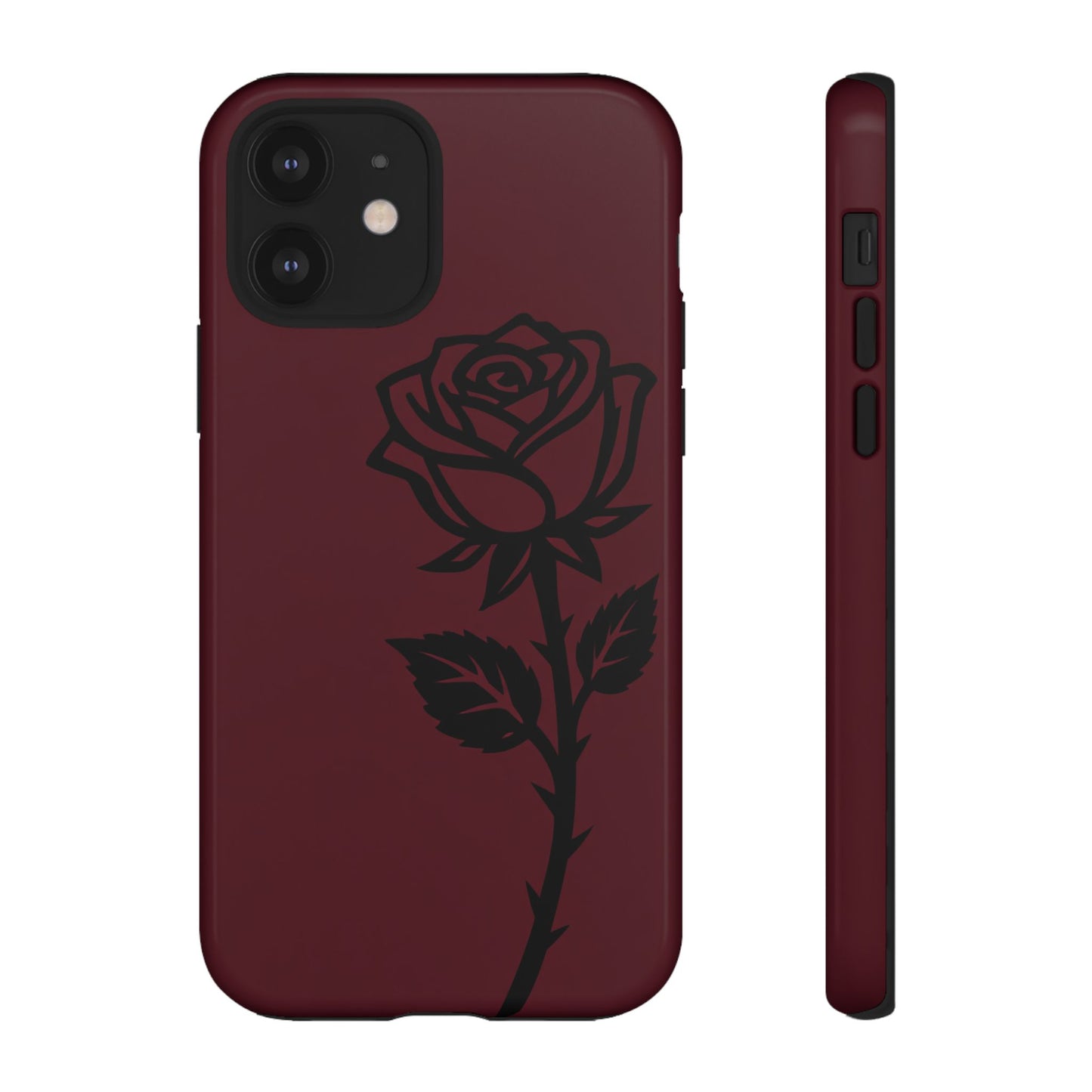 Black Rose Burgundy iPhone Case | Dark Aesthetic Shockproof Protective Cover