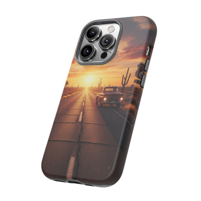Route 66 Sunset Desert Highway Phone Case – Road Trip Travel Aesthetic Tough Case