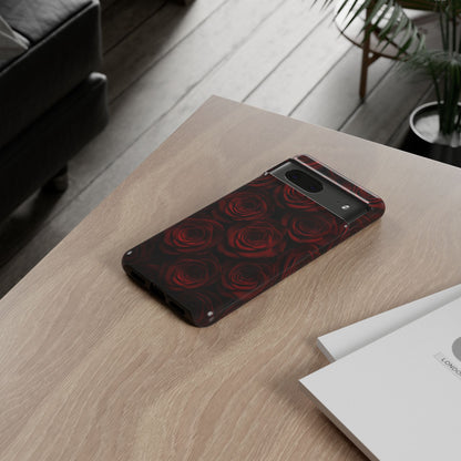 Dark Red Rose Phone Case – Gothic Floral Tough Case (iPhone, Samsung, Pixel)