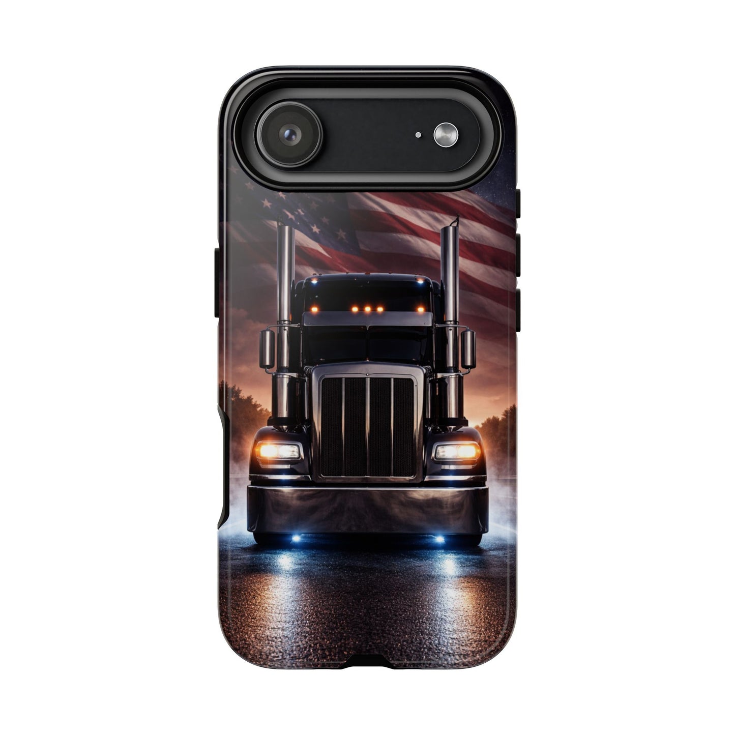Semi Truck Phone Case American Flag Big Rig Trucker Gift iPhone Samsung
