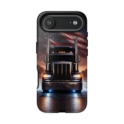 Semi Truck Phone Case American Flag Big Rig Trucker Gift iPhone Samsung