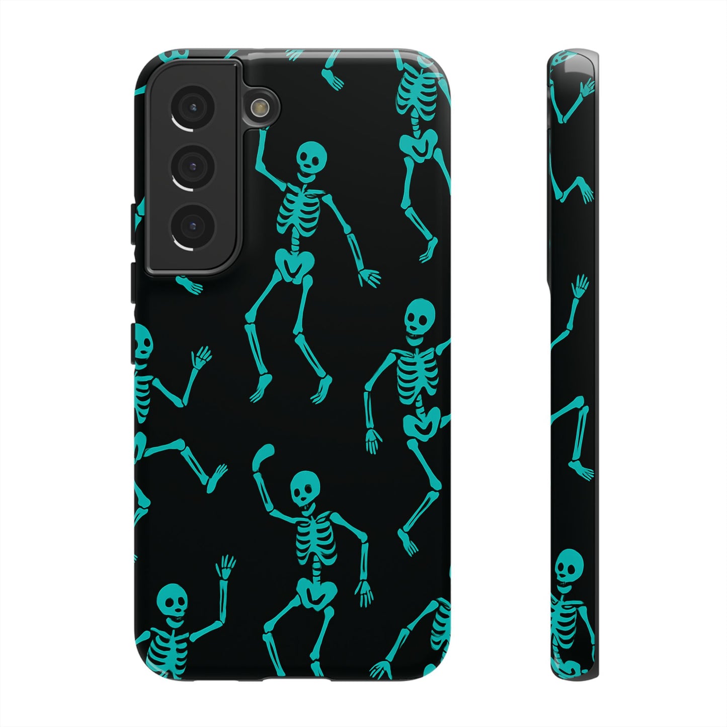Dancing Teal Skeletons Phone Case | Tough Protective Case for Iphone, Samsung Galaxy and Pixel