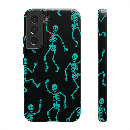 Dancing Teal Skeletons Phone Case | Tough Protective Case for Iphone, Samsung Galaxy and Pixel