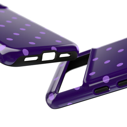 Purple Polka Dot Tough Phone Case – Cute Stylish Durable Protective Cover for Iphone, Samsung Galaxy and Pixel
