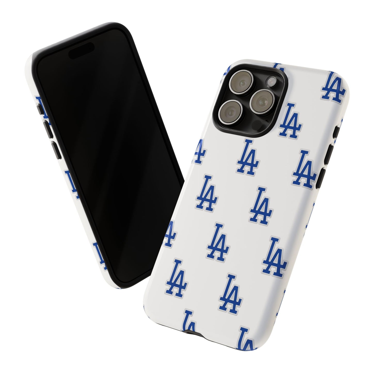 Blue LA Monogram Pattern Phone Case | Minimal Baseball Inspired Tough Cover