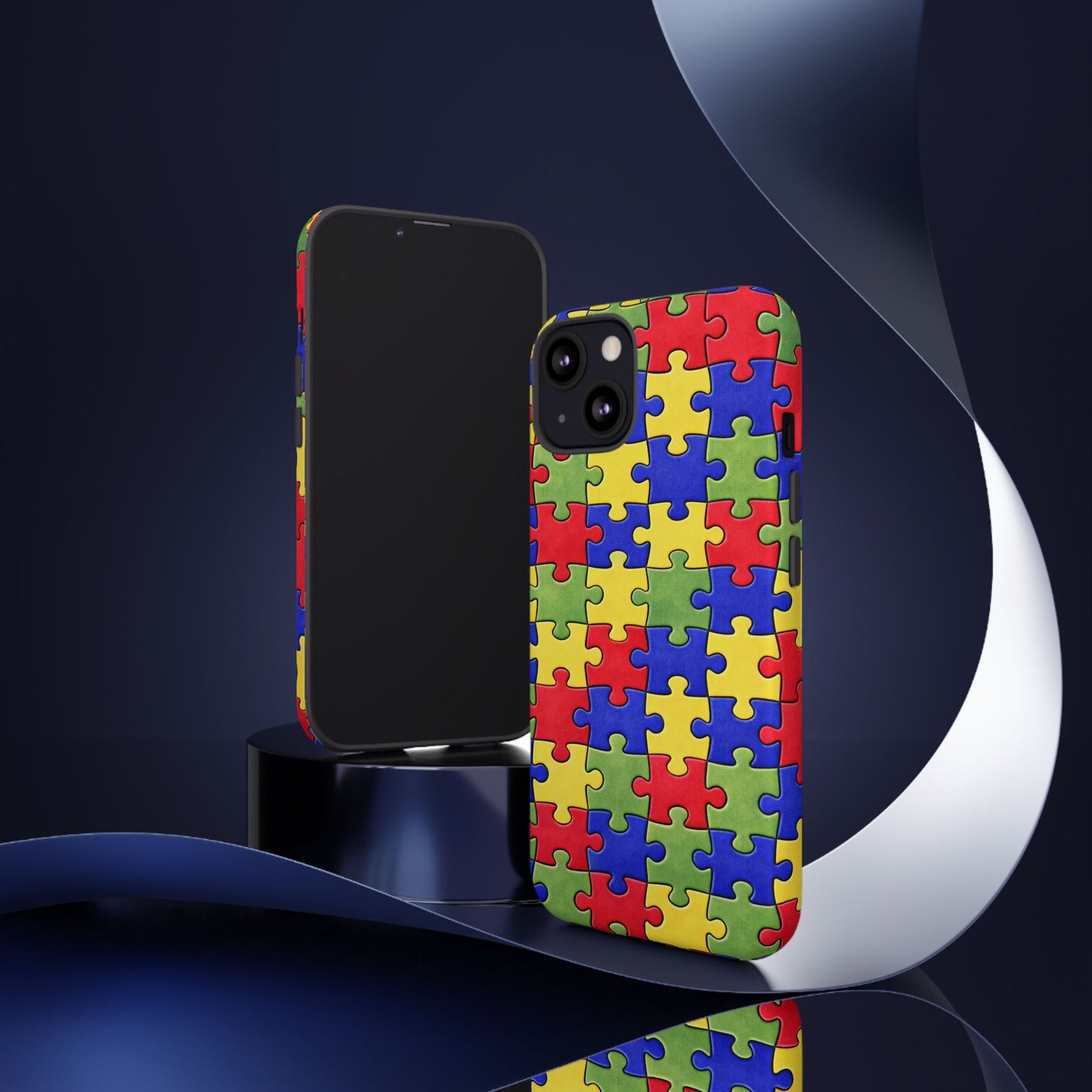 Colorful Puzzle Phone Case, Autism Awareness Jigsaw Design, Tough Protective Case, iPhone & Samsung Case, Vibrant Puzzle Pattern